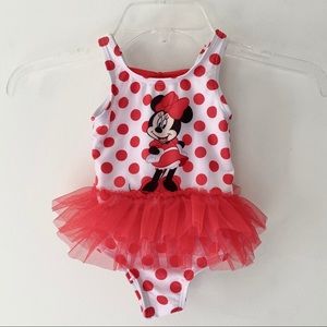 MINNIE MOUSE DISNEY UPF-50+ Polka Dot Swim Bathing Suit NWT Toddler's Sz. 12m